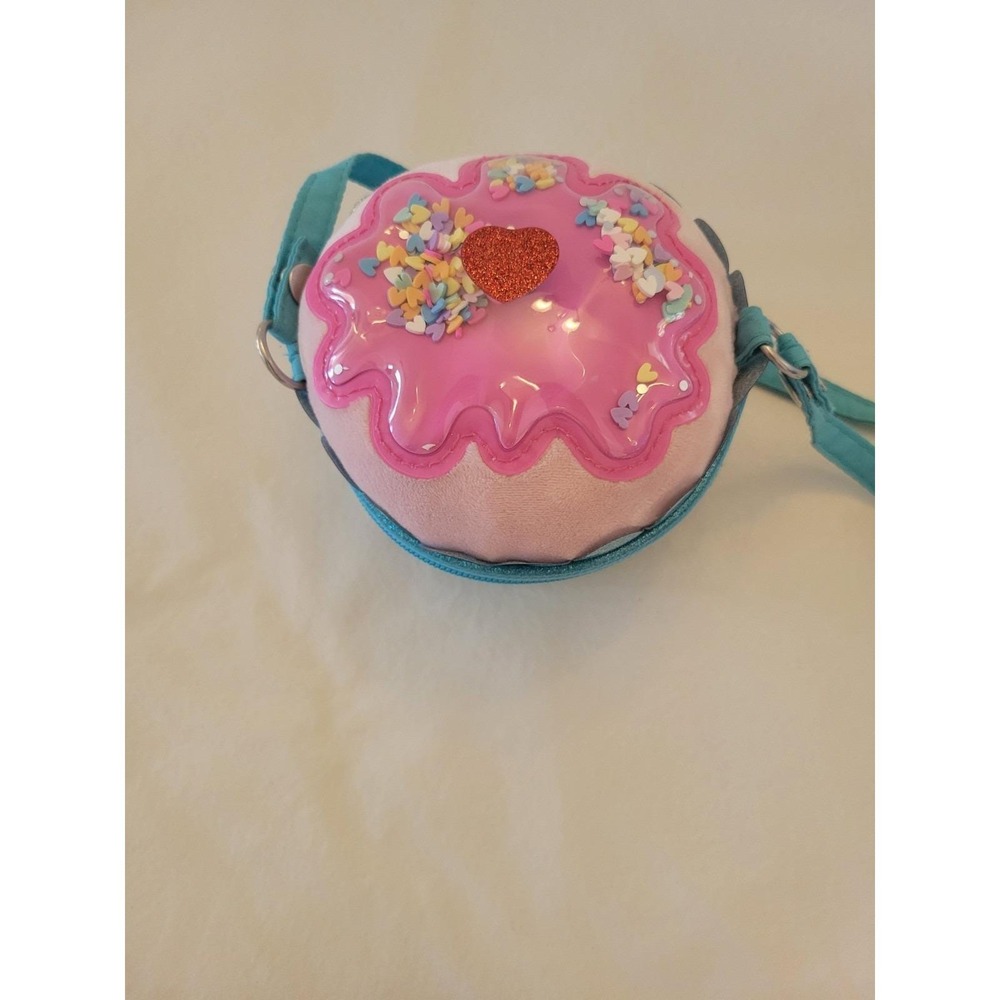 Claire's Club Girls Glitter Blue Cupcake Shoulder Bag Crossbody 5.5W x 4.5H x 4D - Picture 2 of 5